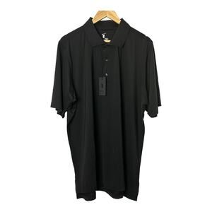 F&G Tech Black Solid Tech Jersey Polo Shirt Men's Size XL New